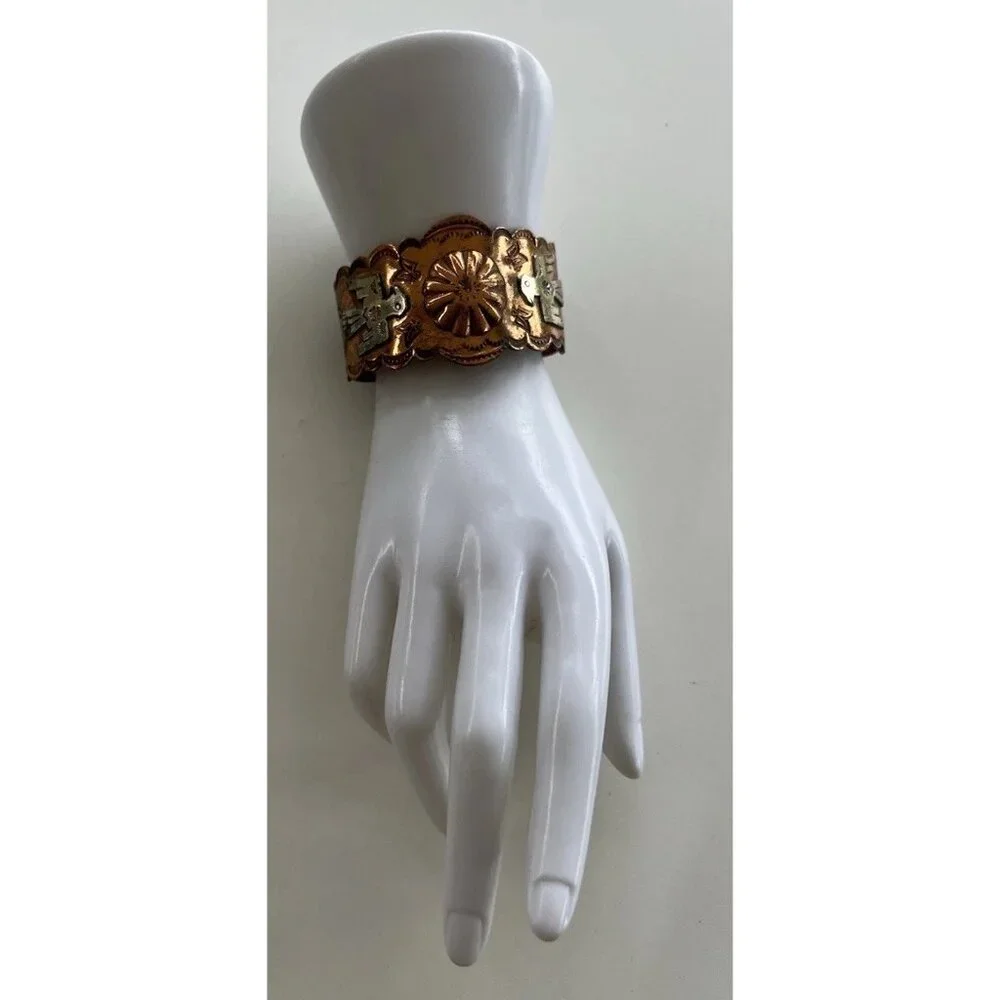 Vintage Native American Navajo Copper Thunderbird eagle Cuff Bracelet Sz 6.5” - Picture 16 of 16